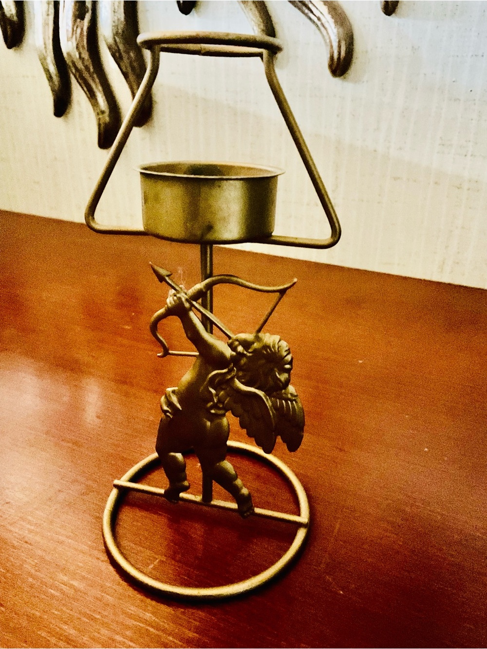 Brass Cupid Tealight Candle Holder Bow & Arrow  Miniature